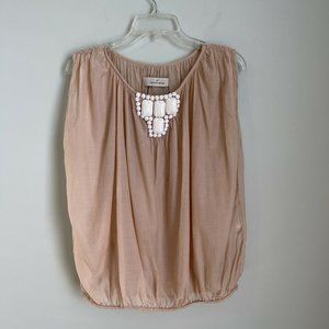 By Malene Birger Pink Embellished Sheer Sleeveless Amory Blouse